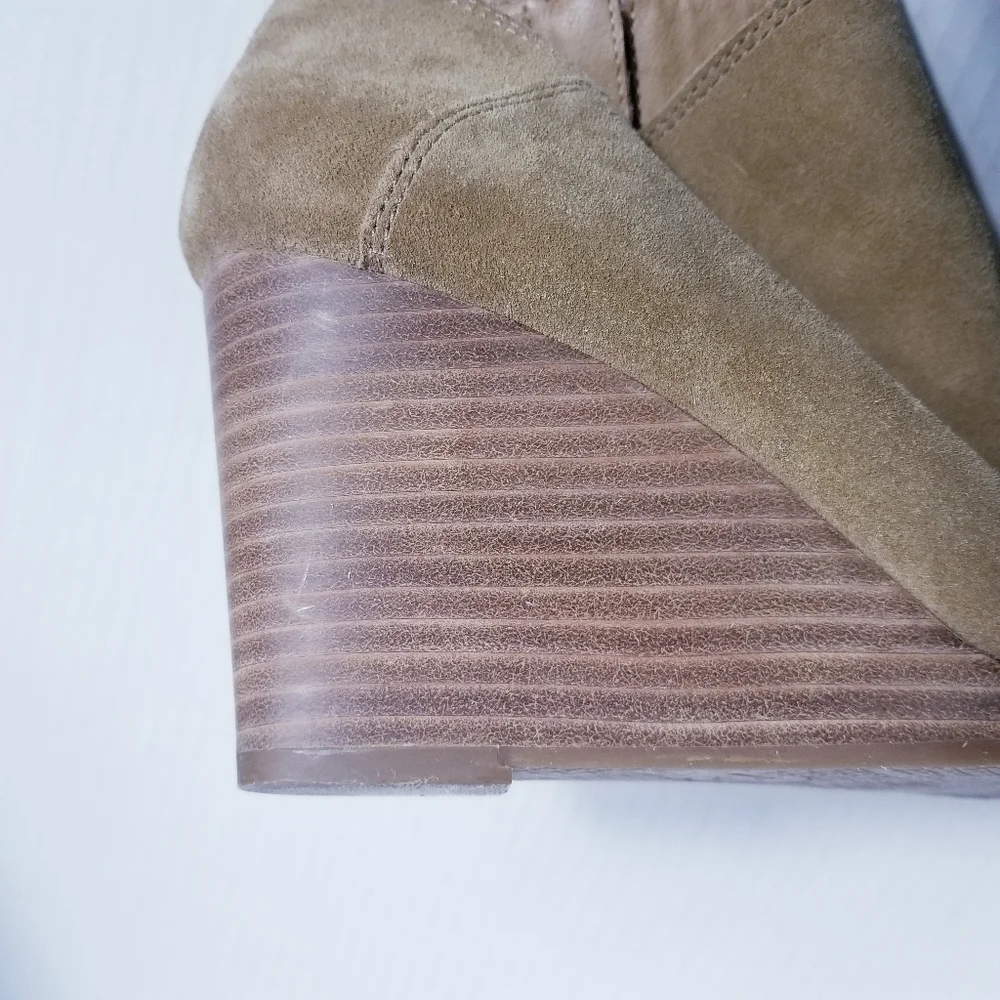 LUCKY BRAND TANISH BROWN WEDGED ANKLE ZIPPER BOOTS SIZE 10